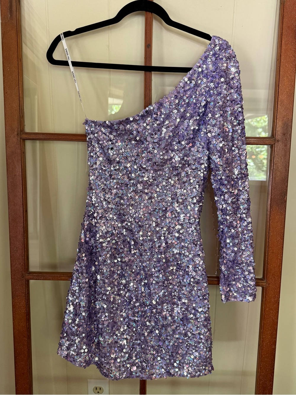 Sherri Hill 54469 Lilac One Shoulder Sequin Cocktail Dress Homecoming Prom - 4 - Picture 8 of 10